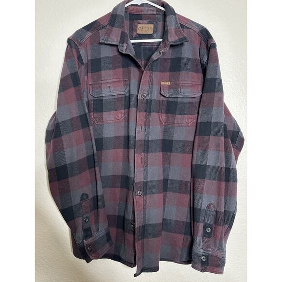 Orvis Mens Heavy Flannel Shirt Jacket Red Black Plaid Lumberjack Size Large - Picture 1 of 11